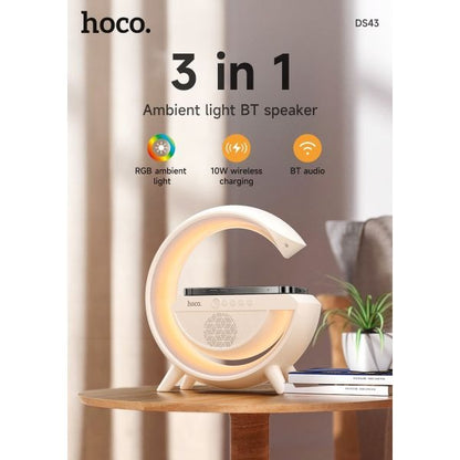 hoco. DS43 15W Wireless Charging Big-G Smart Ambient Light Wireless Speaker - White