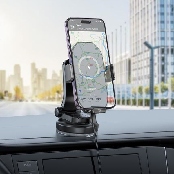 BOROFONE BH206 Rusher Infrared Wireless Fast Charging Car Holder(center console) - Black