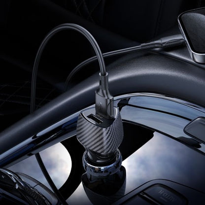 BOROFONE BZ31A Solid Dual-Port Car Charger Set(iP) - Black