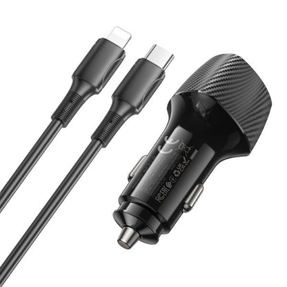 BOROFONE BZ31D Solid PD60W(2C) Car Charger Set(C to iP) - Black