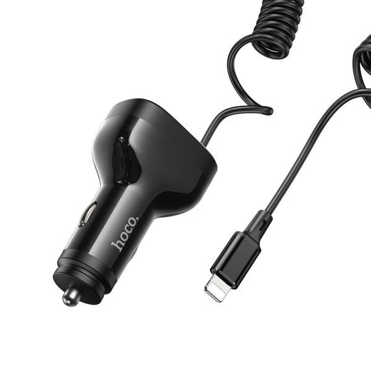 hoco. NZ11A Guide PD30W 1C2A Car Charger with Cable iP - Black