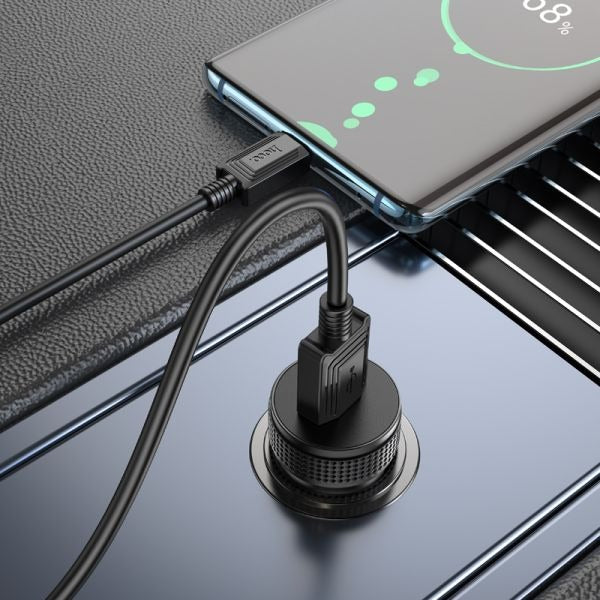 hoco. Z49A Level Single Port QC3.0 Car Charger Set Type-C - Black