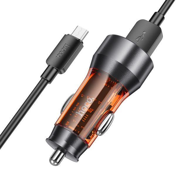 hoco. NZ12 Prosperity 36W Dual-Port Car Charger Set Micro - Transparent Orange