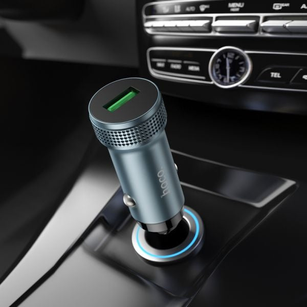 hoco. Z49A Level Single Port QC3.0 Car Charger Set Micro - Metal Gray