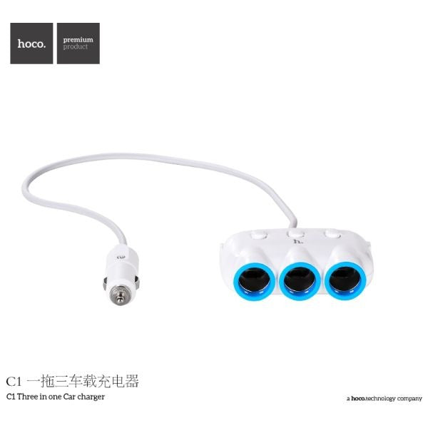 hoco. C1 Car Charger Splitter - White
