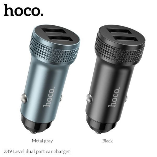 hoco. Z49 Dual USB-A Car Charger With Micro USB Cable - Black