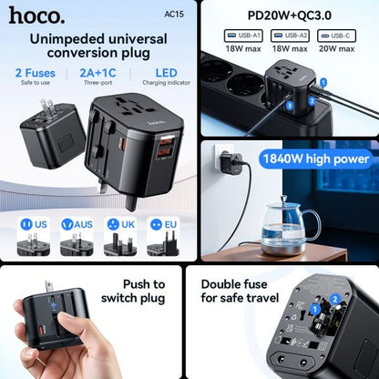 hoco. AC15 PD20W 1C2A Universal Charger - Black