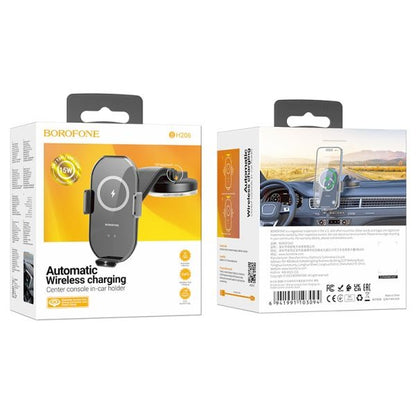 BOROFONE BH206 Rusher Infrared Wireless Fast Charging Car Holder(center console) - Black