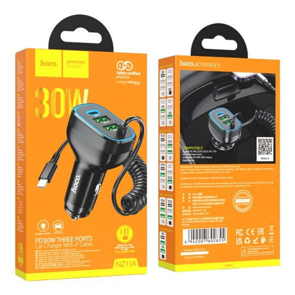 hoco. NZ11A Guide PD30W 1C2A Car Charger with Cable iP - Black