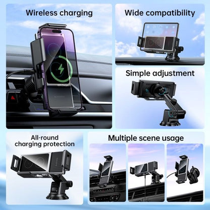 BLACKTECH BL-DCA59 Dual Coil Automatic Rotating Wireless Charging Car Holder - Black