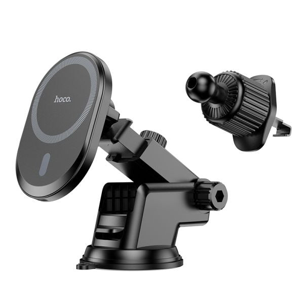 hoco. DCA71 15W Super Mag All in 1 Wireless Charging Car Holder (MagSafe Compatible) - Black