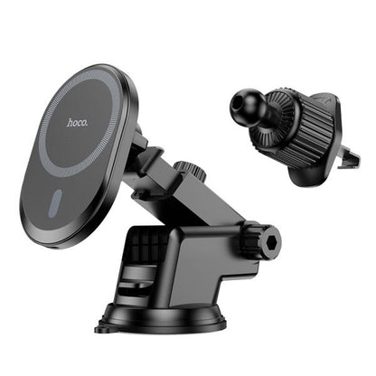 hoco. DCA71 15W Super Mag All in 1 Wireless Charging Car Holder (MagSafe Compatible) - Black