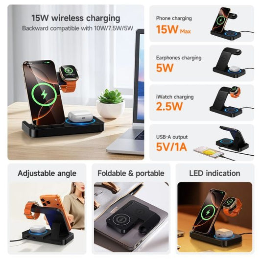 hoco. DWQ01 4 in 1 Wireless Charging Stand - Black