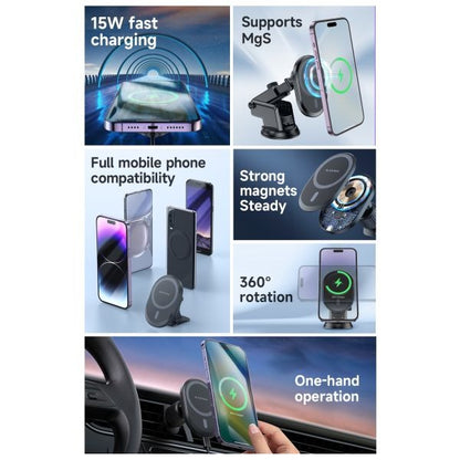 BLACKTECH BL-BH201 15W Super Mag All in 1 Wireless Charging Car Holder (MagSafe Compatible) - Black