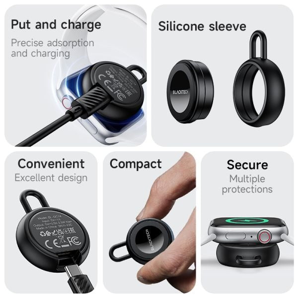 BLACKTECH BL-DC74 Portable Apple Watch Wireless Charger - Black