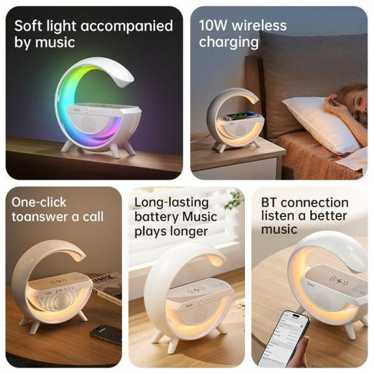 hoco. DS43 15W Wireless Charging Big-G Smart Ambient Light Wireless Speaker - White